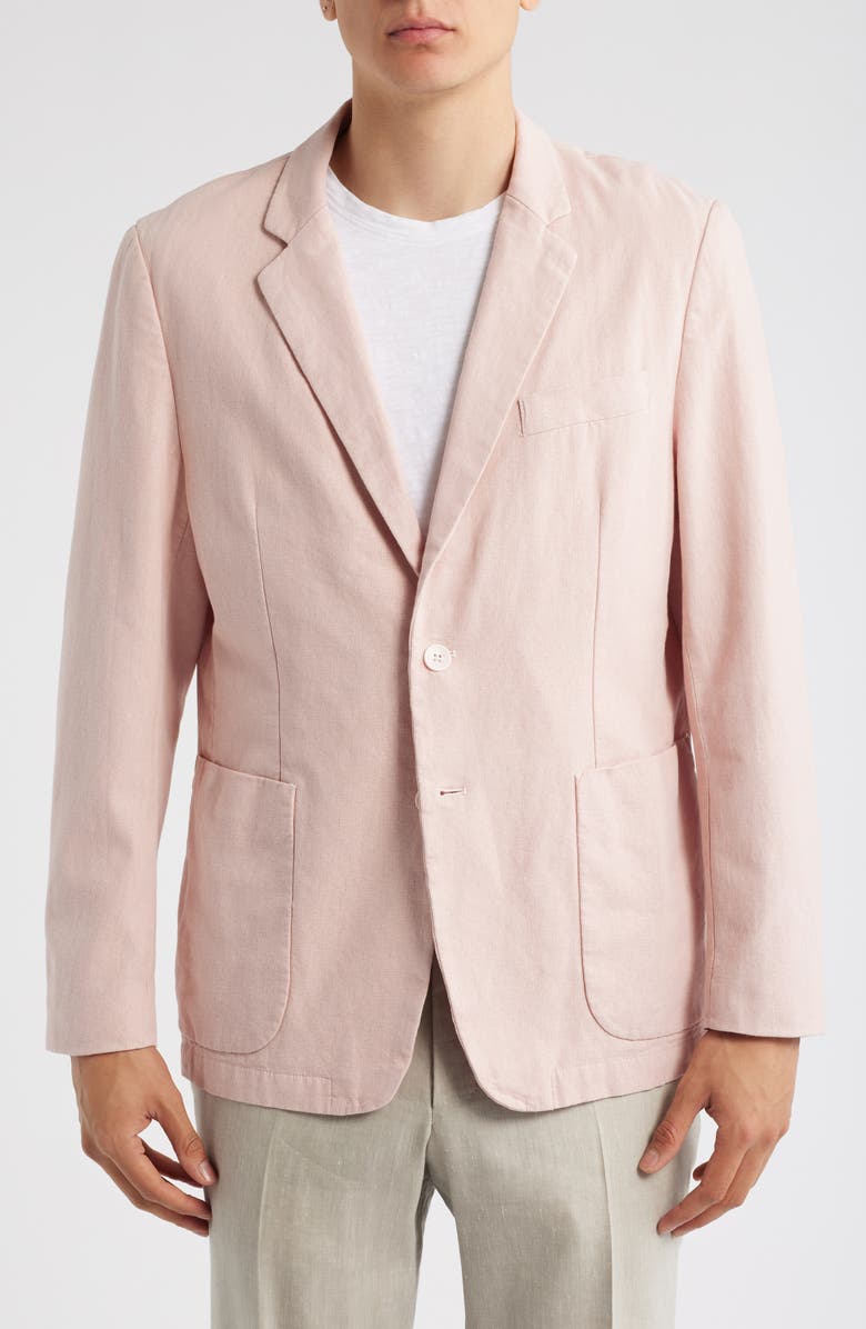 Percival Tailored Fit Pink Linen & Cotton Suit Jacket, Alternate, color, Dusty Pink