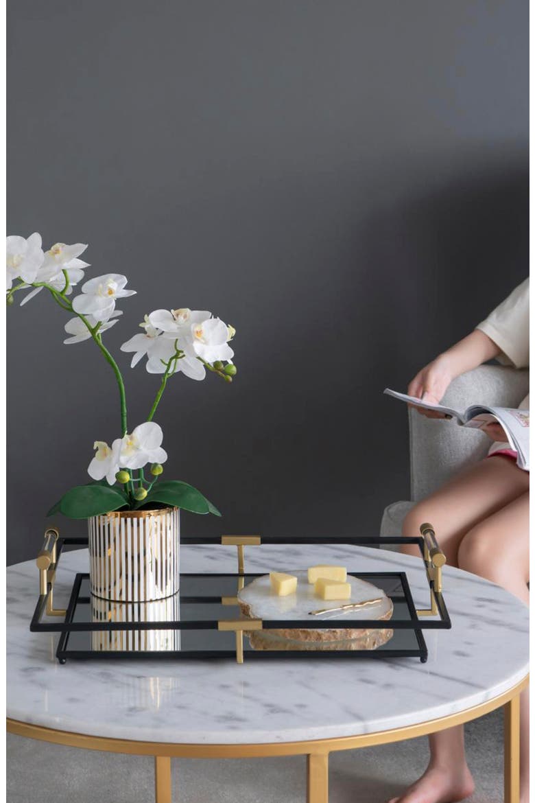 Set of Two Tribute Rectangle Mirror Tray, Alternate, color, GOLD