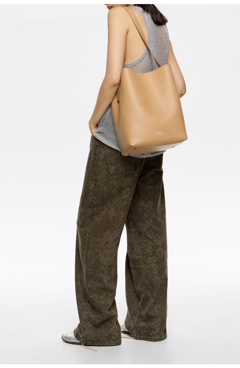 Bimba y Lola Large Leather Carlino Bag, Alternate, color, Desert
