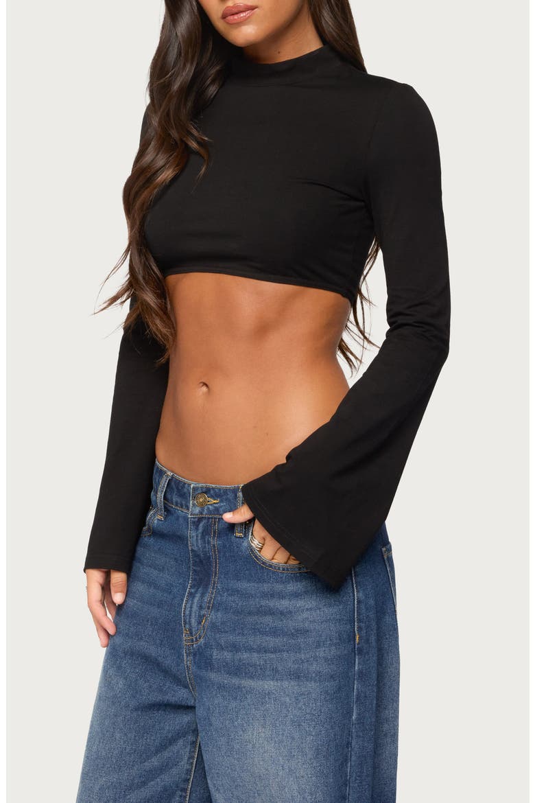 Deya Mock Neck Cropped Top, Alternate, color, BLACK