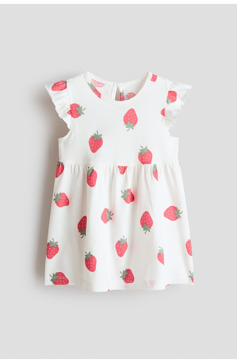 H&M Cotton Dress, Main, color, White/Strawberries