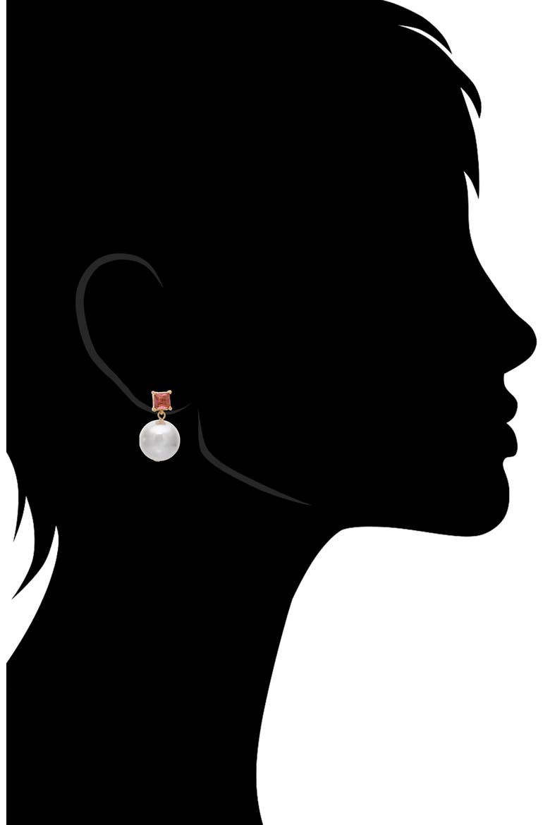 Imitation Pearl Drop Earrings, Alternate, color, PINK/ WHITE
