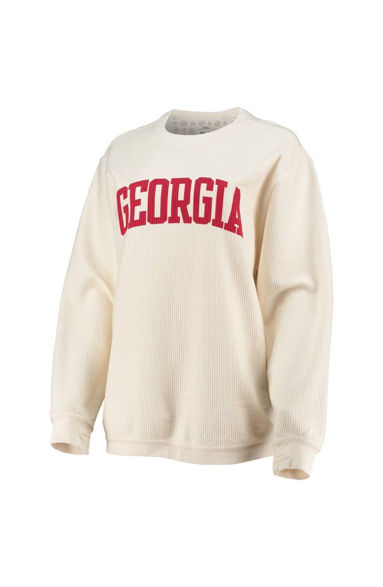 PRESSBOX Women's Pressbox White Georgia Bulldogs Comfy Cord Vintage Wash Basic Arch Pullover Sweatshirt, Alternate, color,