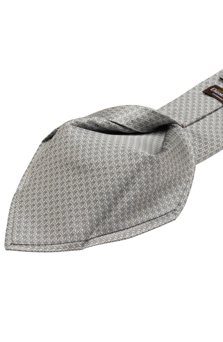 Elizabetta Brunelli - Extra Long Silk Jacquard Tie for Men, Alternate, color, Steel Grey