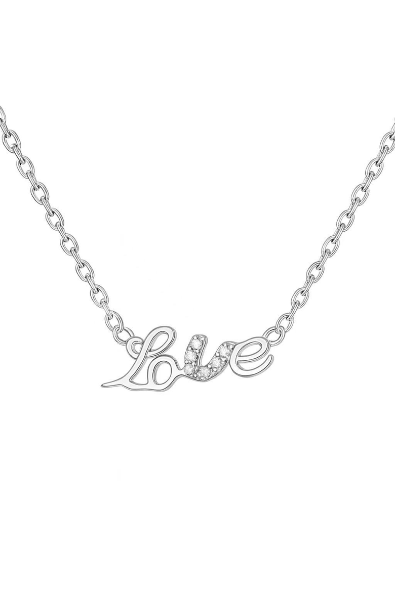 Sterling Silver Love Necklace, Main, color, Silver