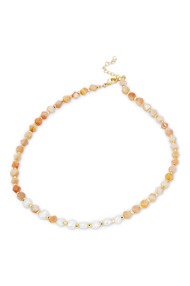 Freshwater Pearl & Sunstone Necklace, Main, color, YELLOW