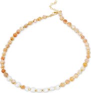 SAVVY CIE JEWELS Freshwater Pearl & Sunstone Necklace