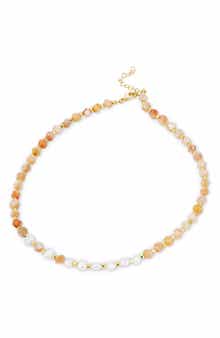 Freshwater Pearl & Sunstone Necklace