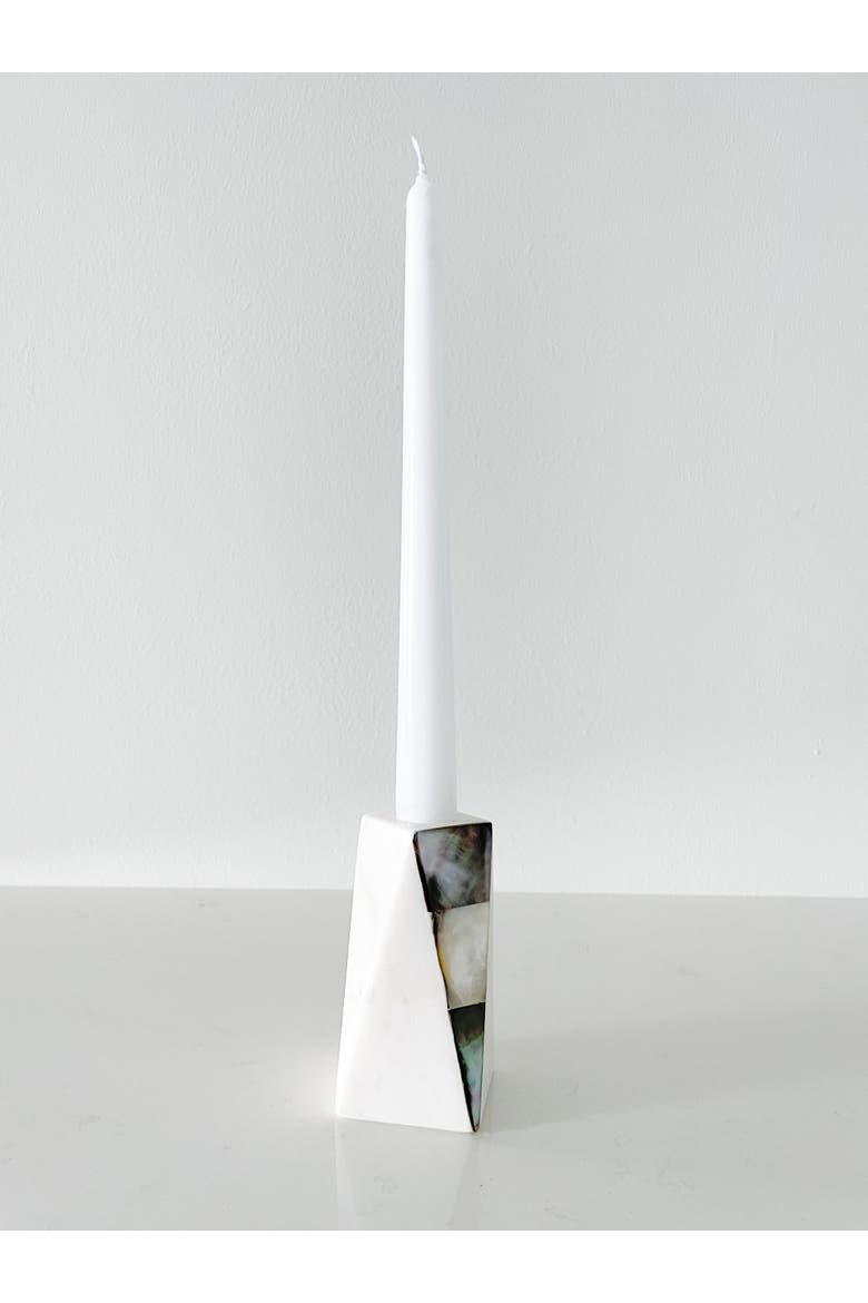 Marble Grey Pearl Candle Holders, Alternate, color, White