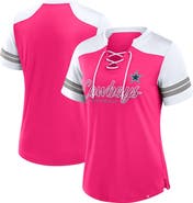 FANATICS Women's Fanatics Pink Dallas Cowboys Play Script Lace-Up T-Shirt