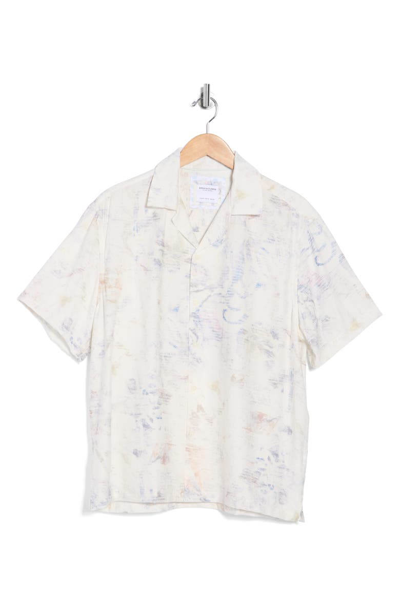 DENIM AND FLOWER Abstract Print Camp Shirt, Main, color, Off White