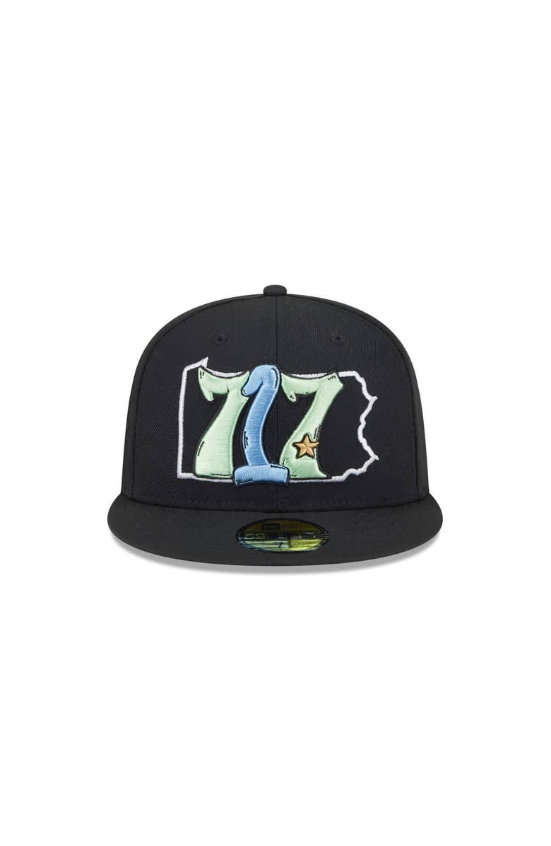 New Era Men's New Era Black Harrisburg Senators Theme Nights 59FIFTY Fitted Hat, Alternate, color, Black