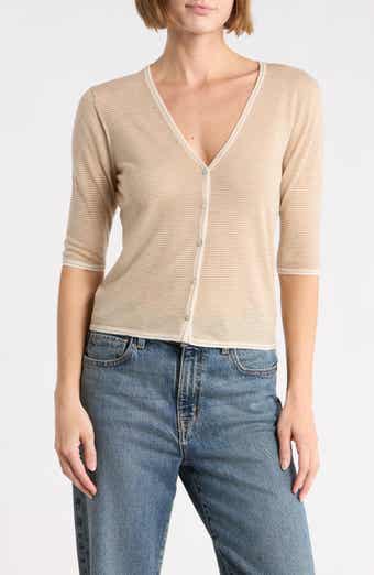 Micro Stripe Wool Blend Cardigan