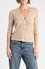 Vince Micro Stripe Wool Blend Cardigan