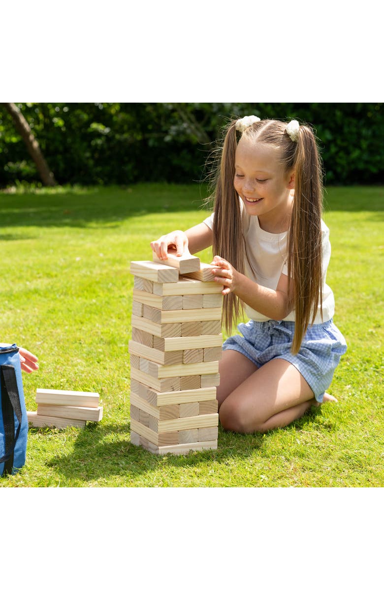 Grasshopper Games Giant Stack N Fall Wood Block Game Bag Family, Alternate, color, Multicolored