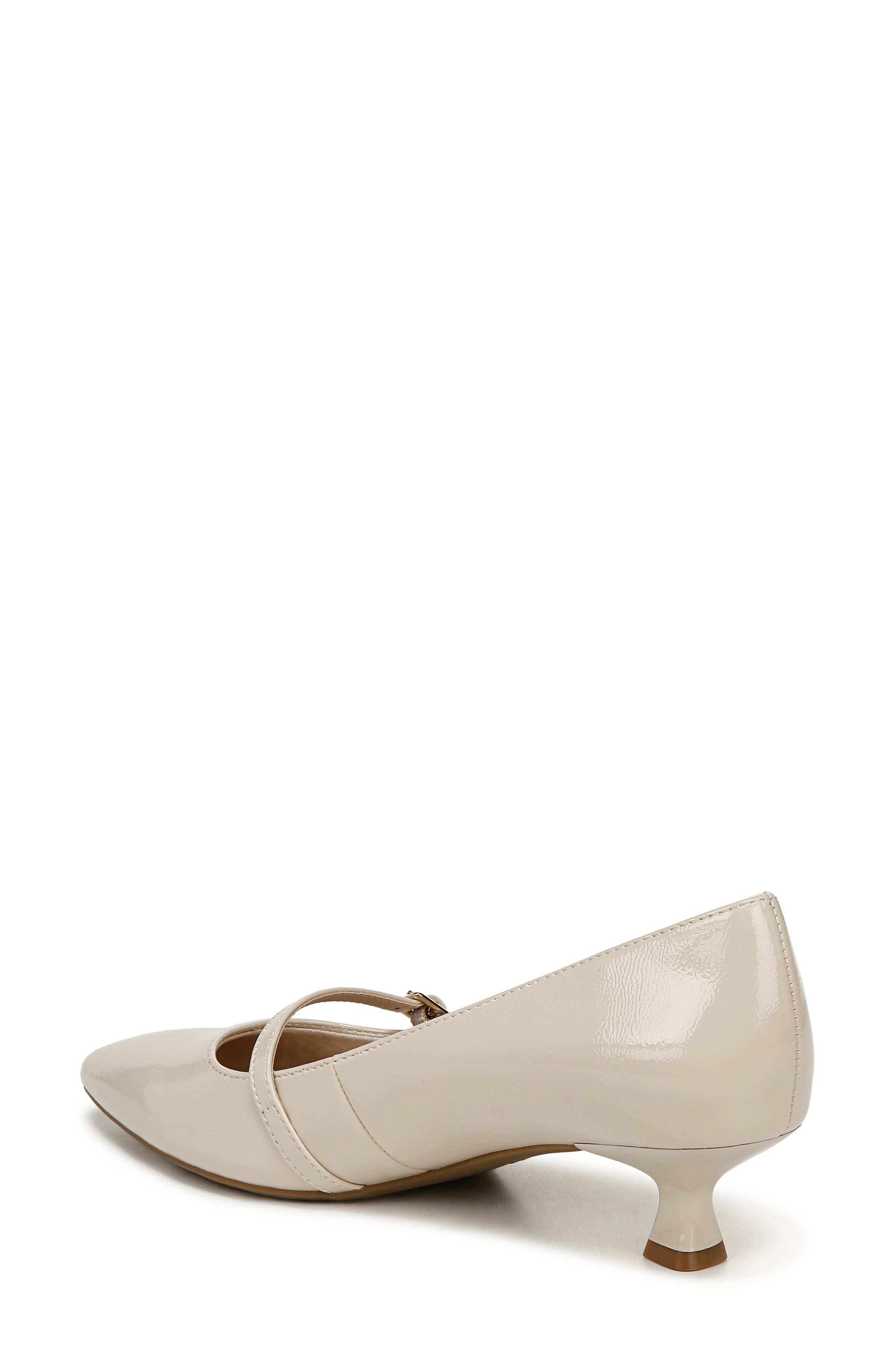 Madelyn Mary Jane Pointed Toe Kitten Heel Pump, Alternate, color, ALMOND MILK