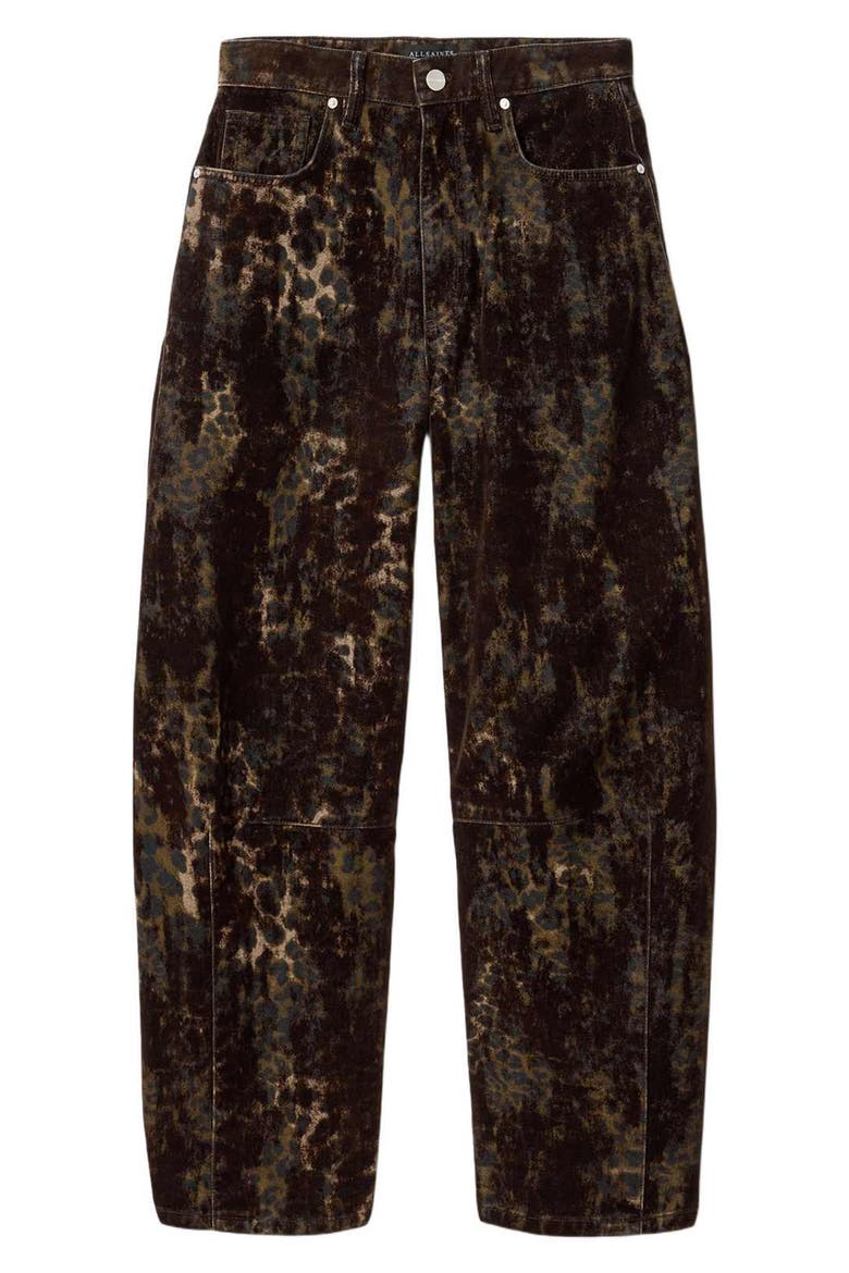 Jett Flock Leopard Print Wide Leg Jeans, Alternate, color, LEPPO BROWN