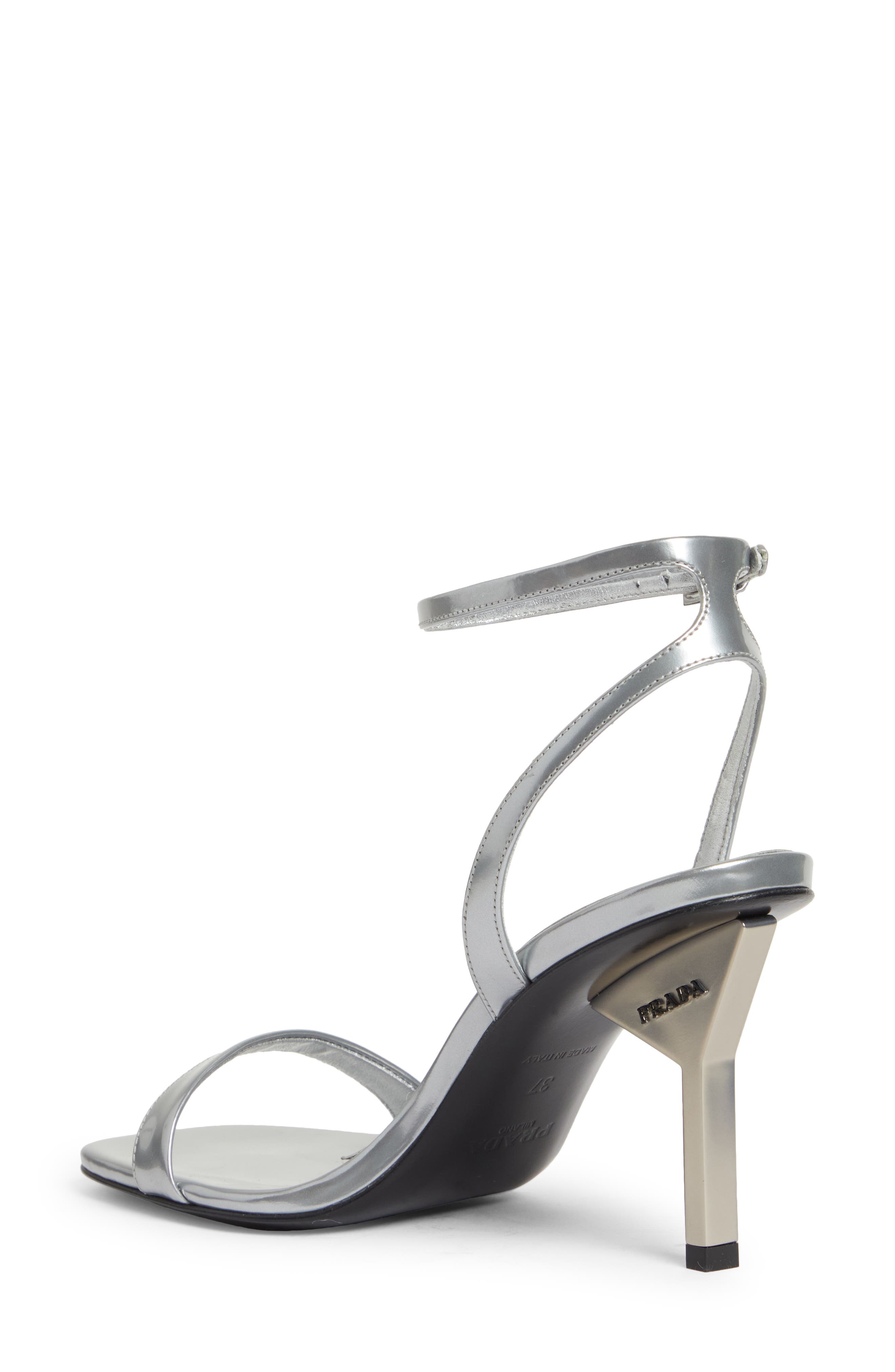 Prada Sandali Ankle Strap Sandal, Alternate, color, Argento