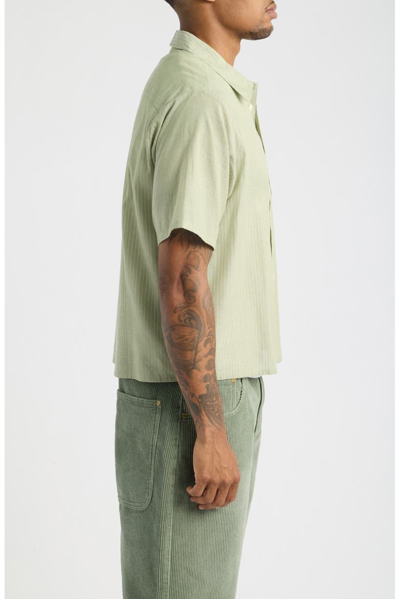 Summer Cotton Button-Up Shirt, Alternate, color, SAGE STRIPE