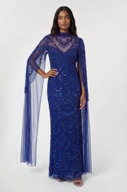 Karen Millen Beaded Midaxi Cape Dress