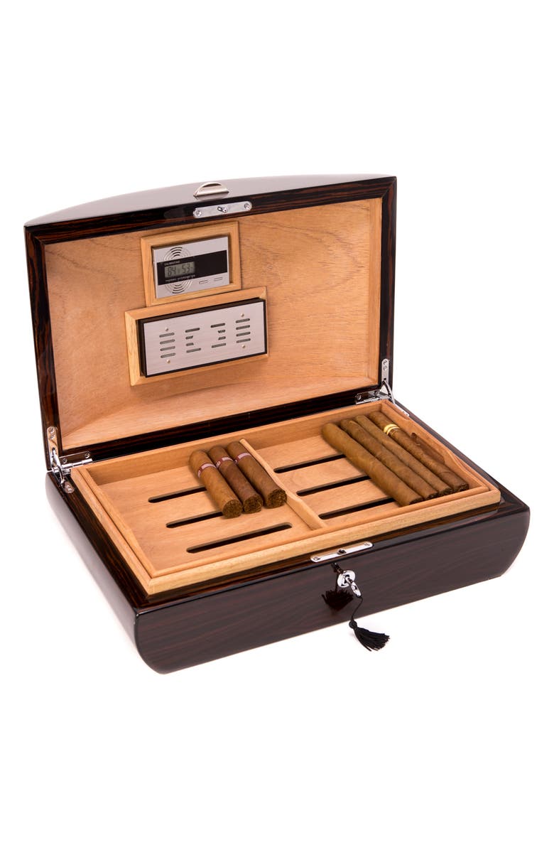 Bey-Berk Davey Cedar Cigar Humidor, Alternate, color, Ebony