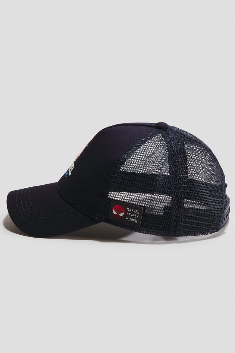 Motif-detail Trucker Cap, Alternate, color, Dark blue/Spider-Man