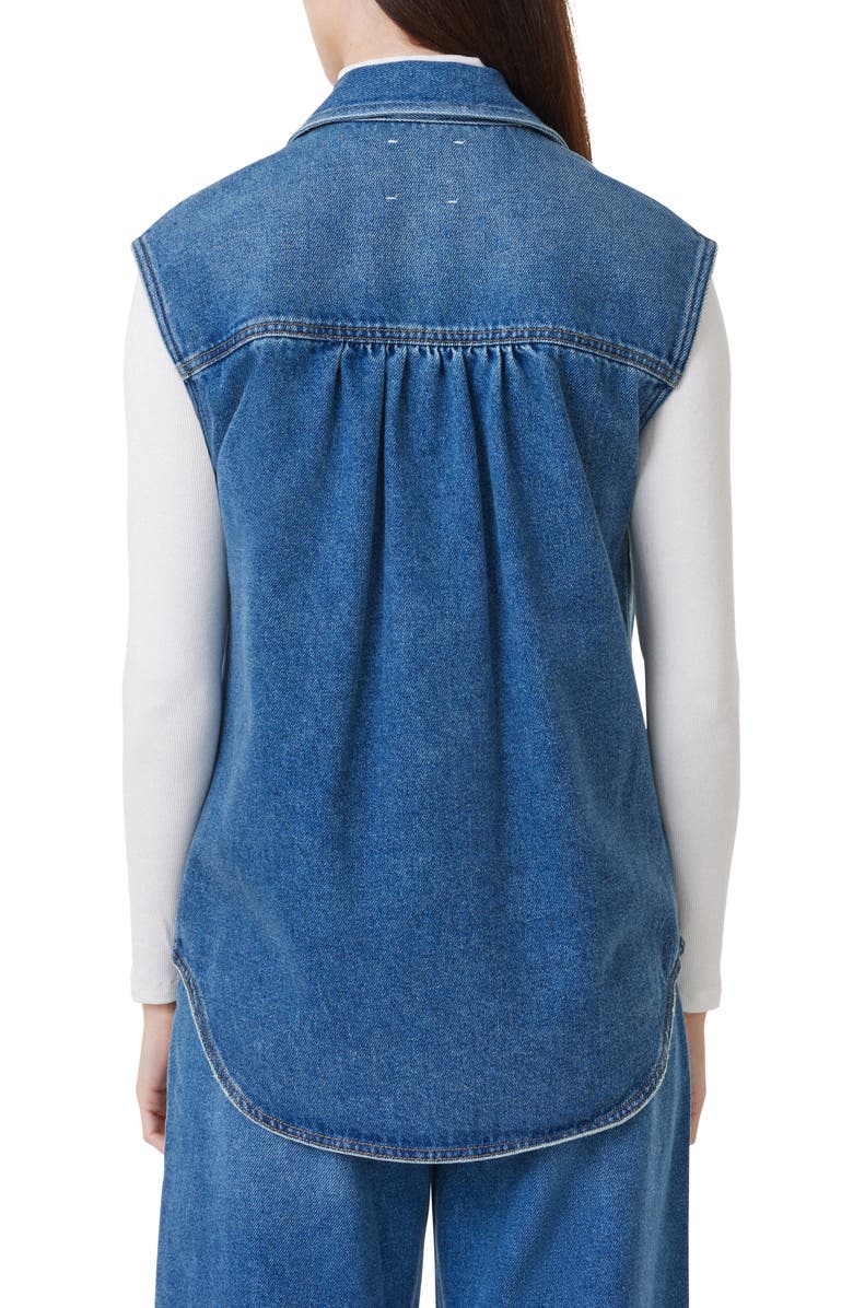 Habitual Curved Hem Denim Vest, Alternate, color, Baltic
