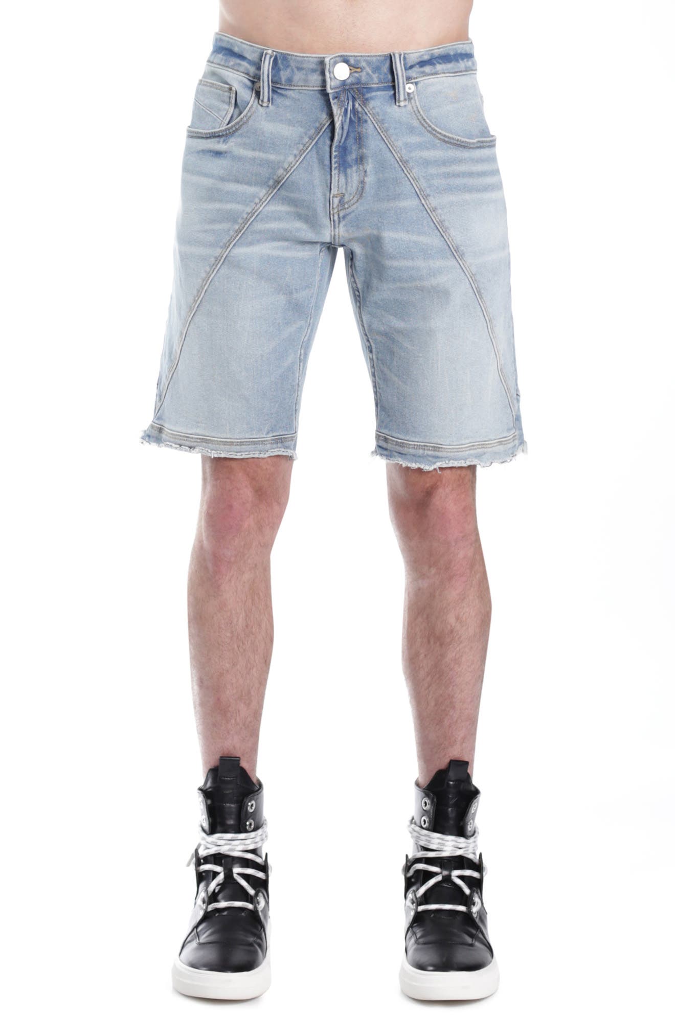 HVMAN Mero Slim Raw Hem Cutoff Denim Shorts