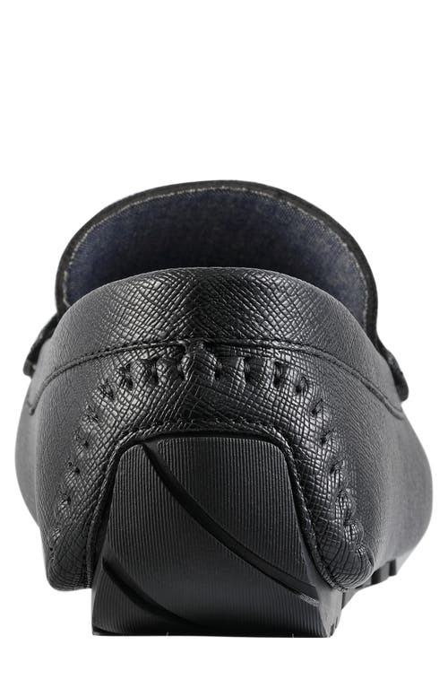 Tommy Hilfiger Attle Driver Loafer In Black Saffiano Texture