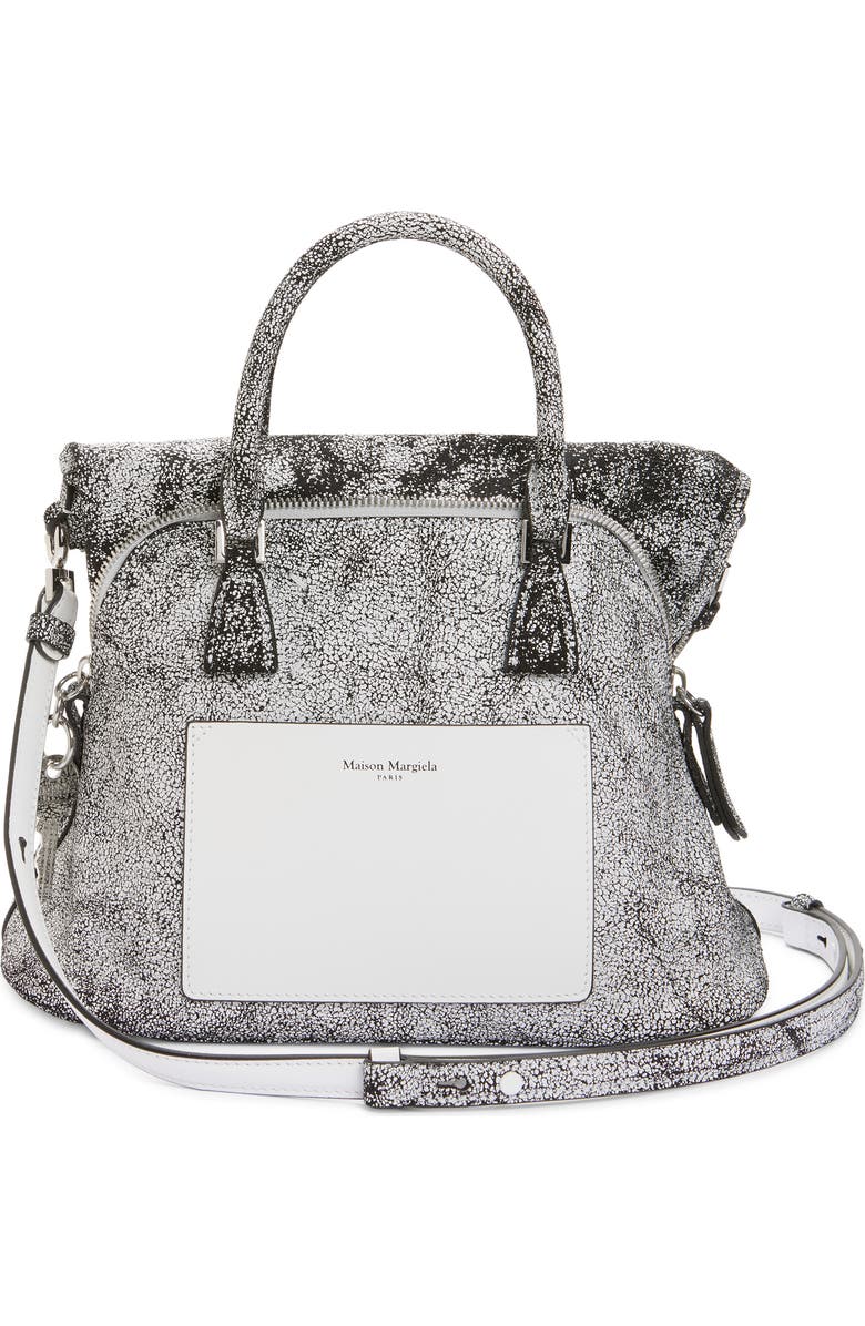 Maison Margiela Mini 5AC Loved To Death Leather Tote, Alternate, color, White/ Black