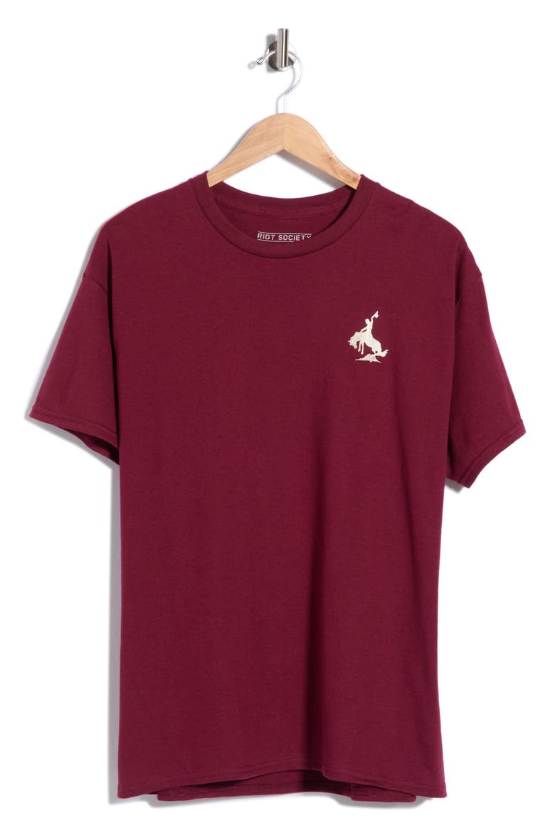 Bucking Bronco Embroidered Tee, Alternate, color, BURGUNDY