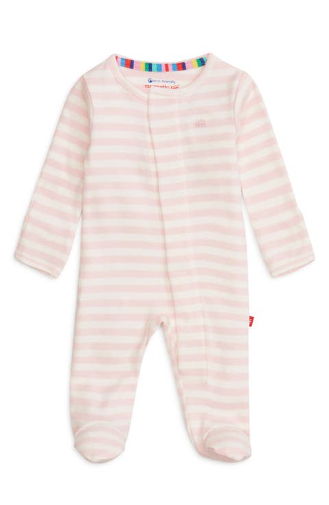 Pink Stripe Organic Cotton Magnetic Footie