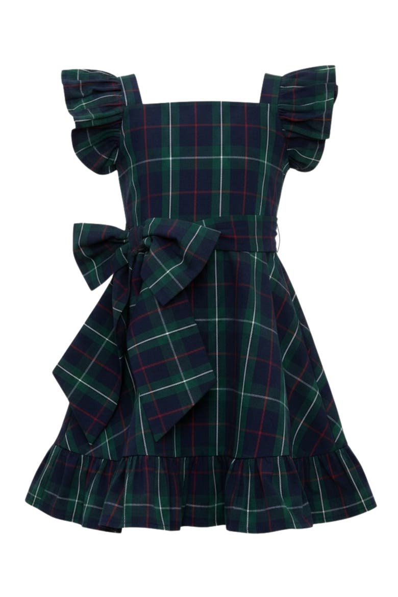 Scholarly Chic Plaid Bow Dress, Main, color, Blue