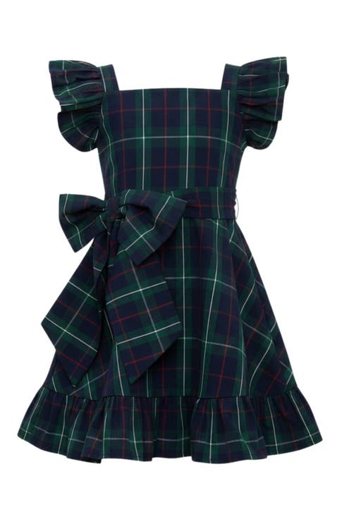 Scholarly Chic Plaid Bow Dress