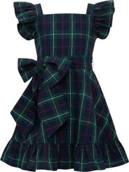 Mia Belle Girls Scholarly Chic Plaid Bow Dress