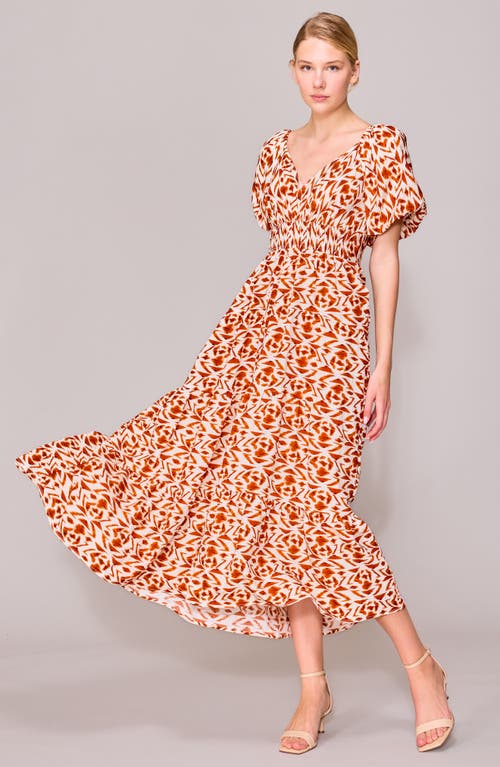 Melloday V-neck Bubble Sleeve Midi Dress