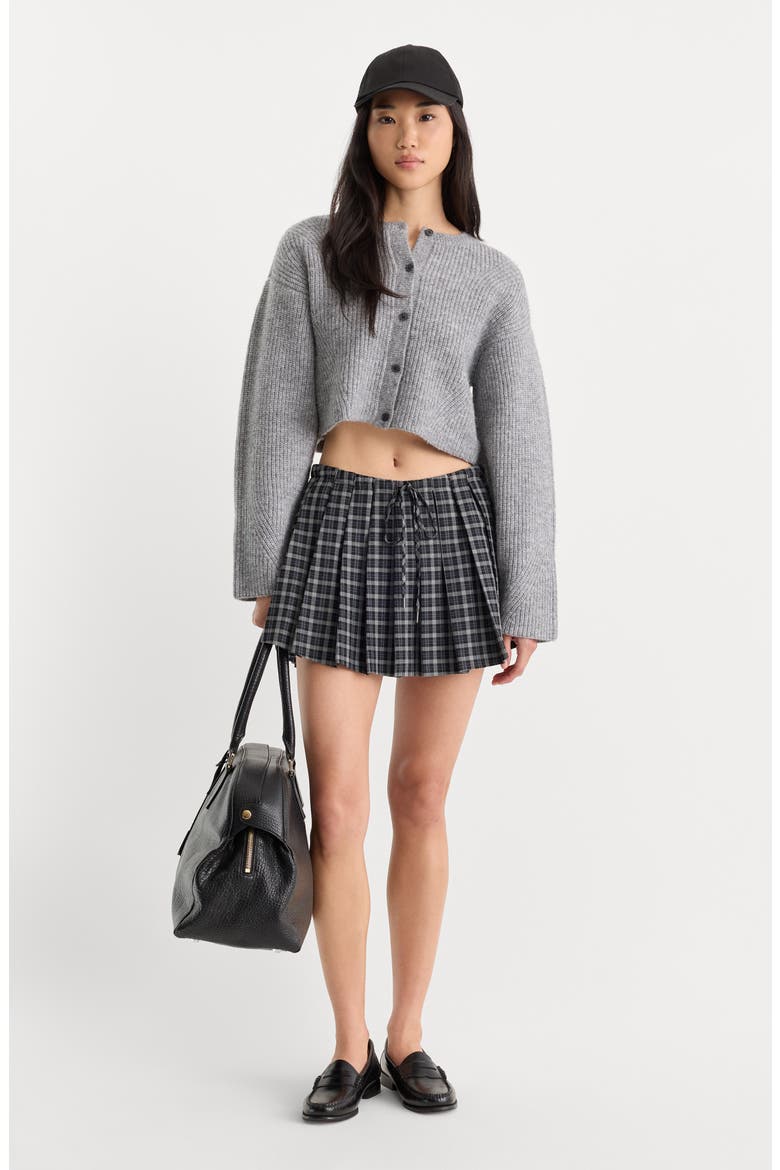 The Pleated Plaid Miniskirt, Alternate, color, CHARCOAL PLAID