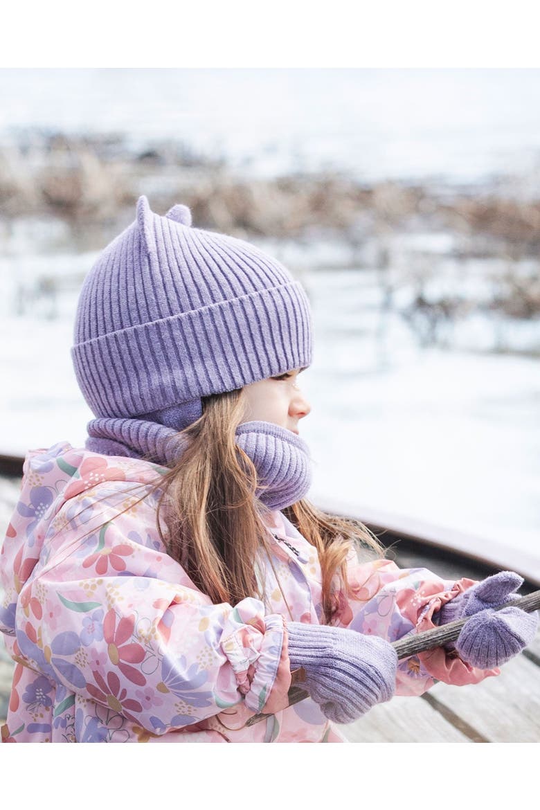 Girl Logo Patch Ribbed Knit Hat, Alternate, color, Lavender