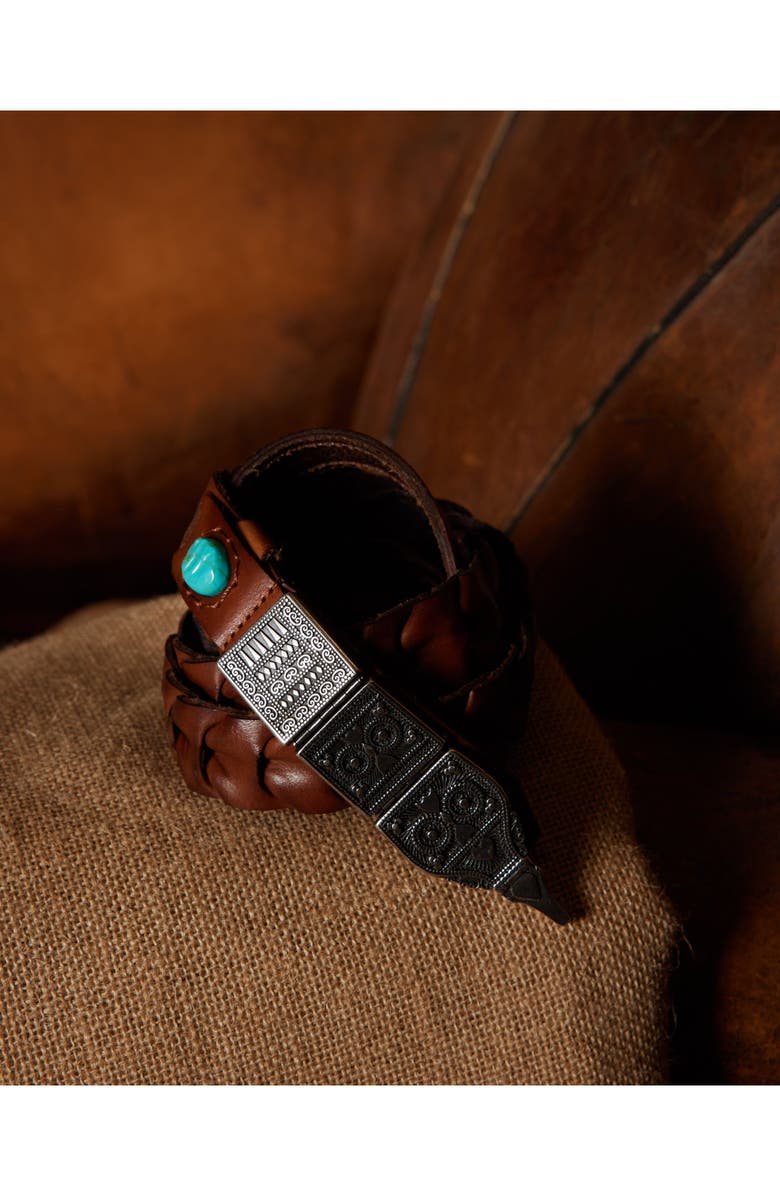 Fortela Tess Woven Leather Belt, Alternate, color, Brown