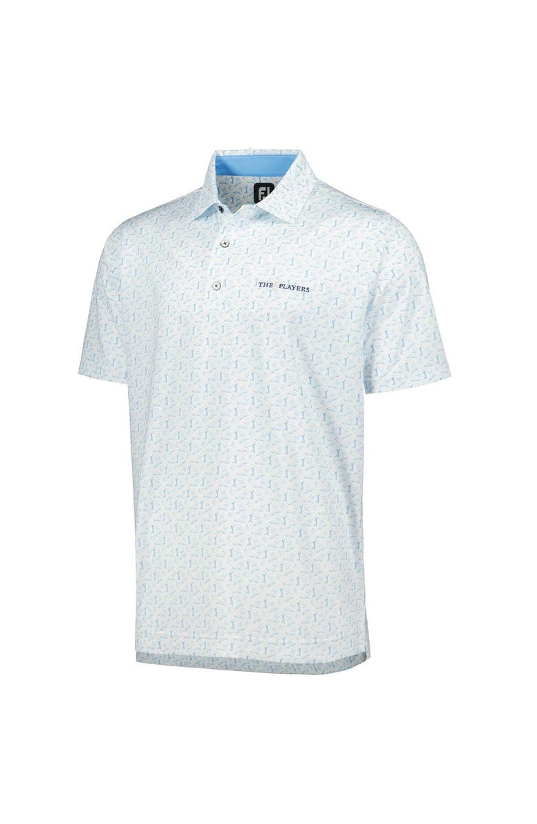 FOOTJOY Men's FootJoy White/Light Blue THE PLAYERS Allover Print ProDry Polo, Alternate, color, White