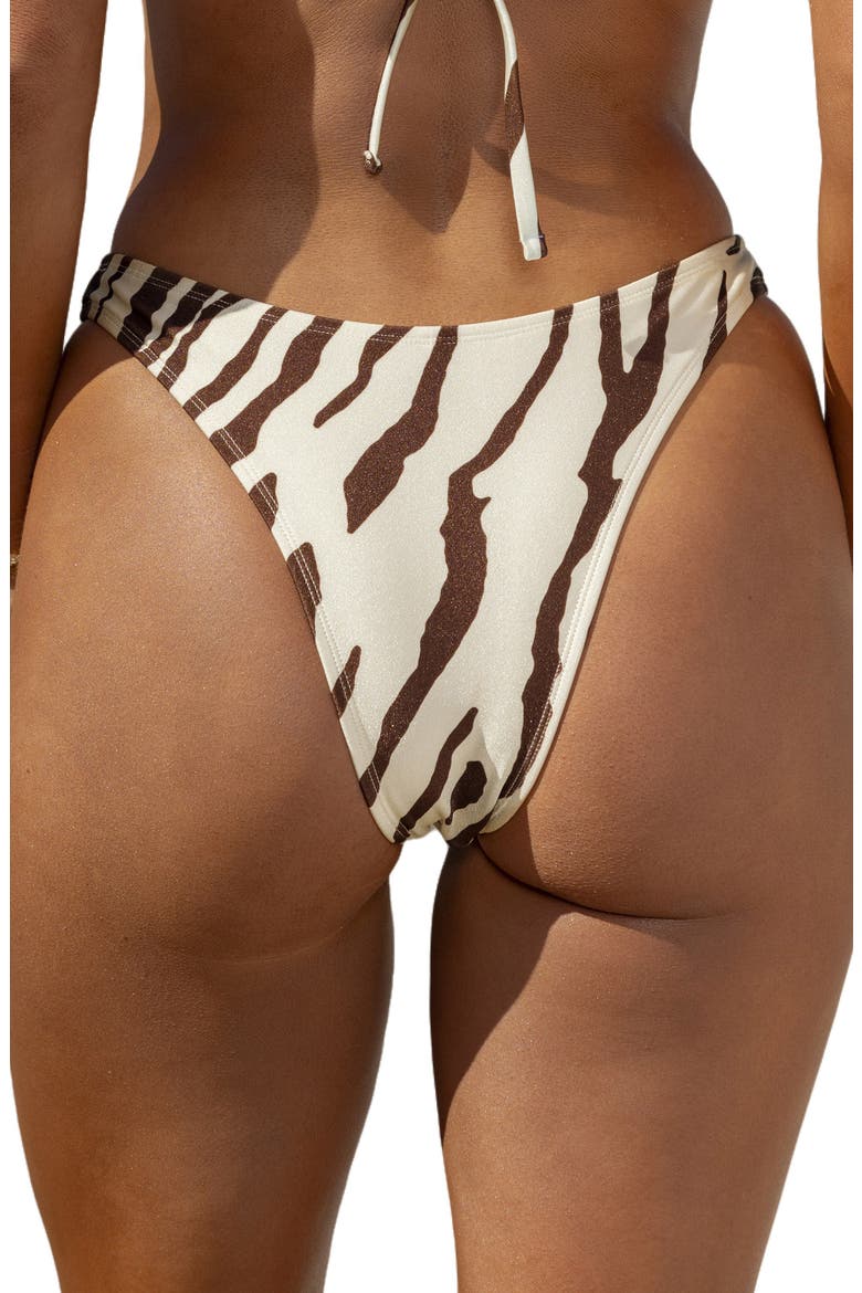 High Leg Bikini Bottoms, Alternate, color, IVORY MULTI STRIPE