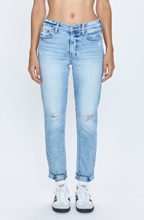 Riley Cuffed Ankle Straight Leg Jeans (Normandy Distressed)