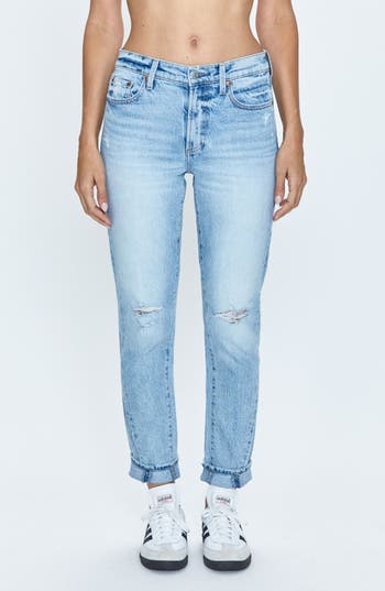 Pistola Riley Cuffed Ankle Straight Leg Jeans In Normandy Distressed