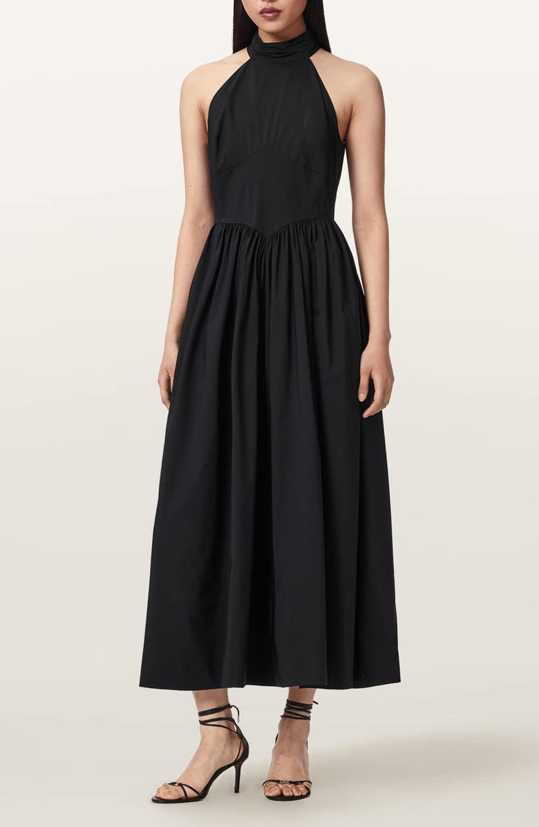 AllSaints Arora Sleeveless A-Line Dress, Main, color, Black