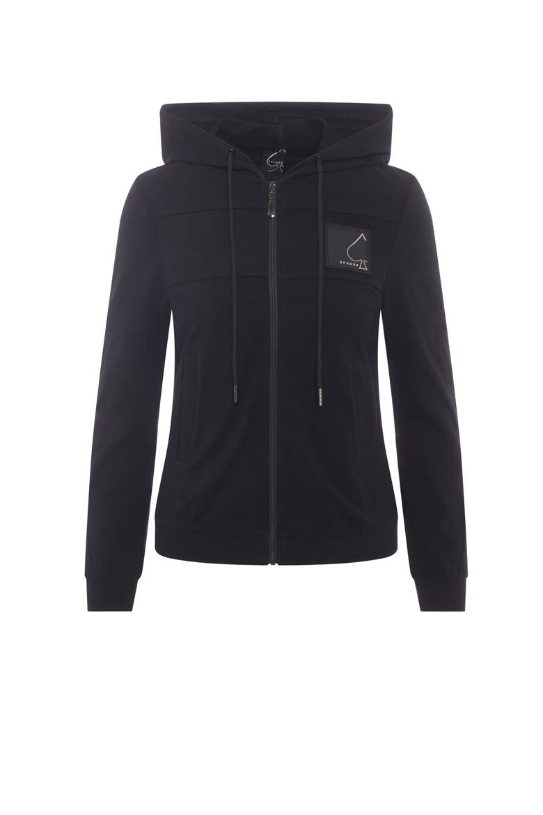 Ladies Cotton-Spandex French Fleece Hoodie, Black, Alternate, color, Black