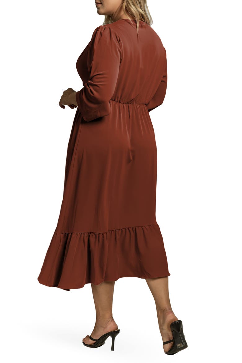 Kelsie Ruffle Hem Wrap Dress, Alternate, color, BROWNIE