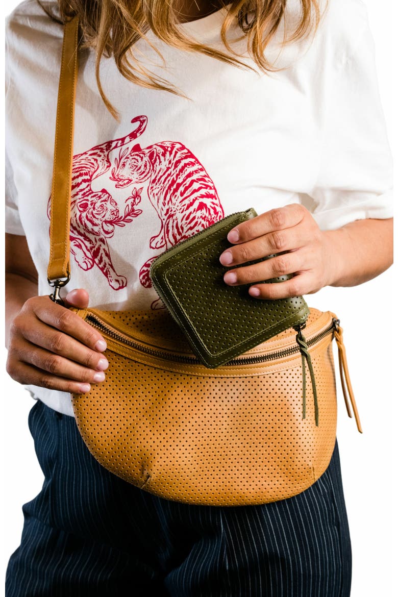 Helina Small Zip Around Wallet, Alternate, color, Perforated Moss