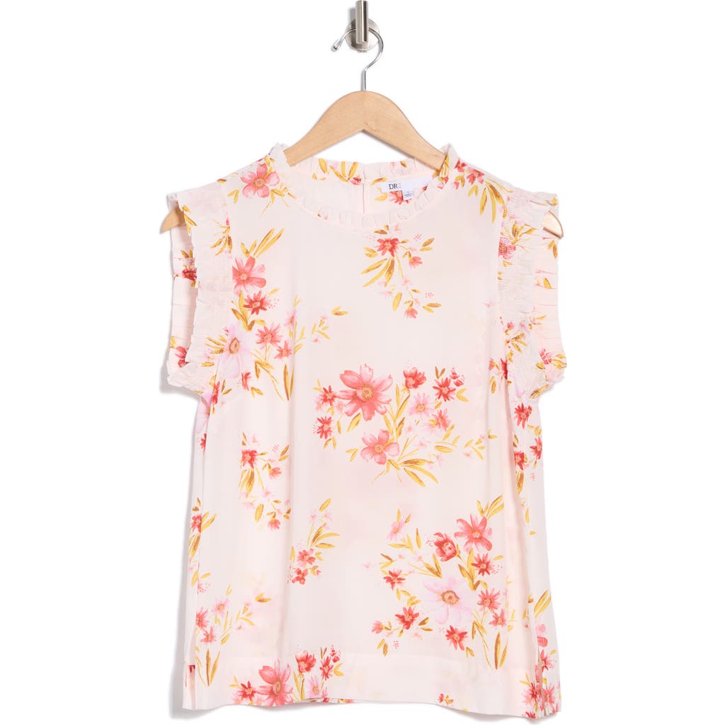 Dr2 By Daniel Rainn Smocked Sleeveless Top In Cream