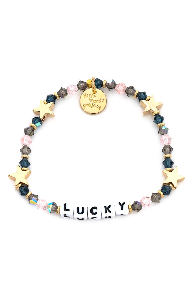Little Words Project Lucky Beaded Stretch Bracelet, Main, color,