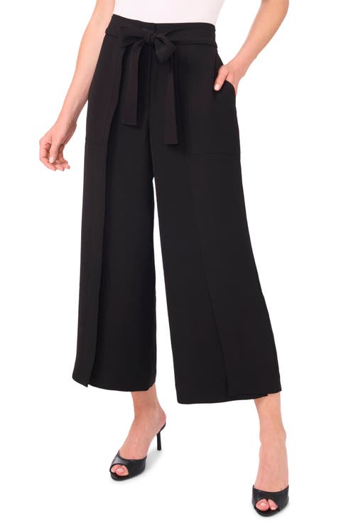 Tie Waist Crop Wide Leg Pants